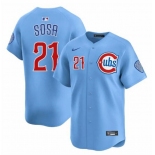 Men's Chicago Cubs #21 Sammy Sosa Blue 2024-25 2nd Alternate Limited Stitched Baseball Jersey