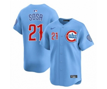 Men's Chicago Cubs #21 Sammy Sosa Blue 2024-25 2nd Alternate Limited Stitched Baseball Jersey