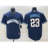 Men's Chicago Cubs #23 Ryne Sandberg Navy City Connect Cool Base Stitched Jersey