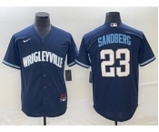 Men's Chicago Cubs #23 Ryne Sandberg Navy City Connect Cool Base Stitched Jersey