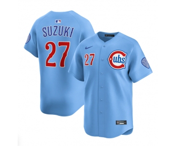 Men's Chicago Cubs #27 Seiya Suzuki Blue 2024-25 2nd Alternate Limited Stitched Baseball Jersey