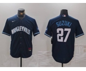 Men's Chicago Cubs #27 Seiya Suzuki Navy City Connect Cool Base Stitched Jersey