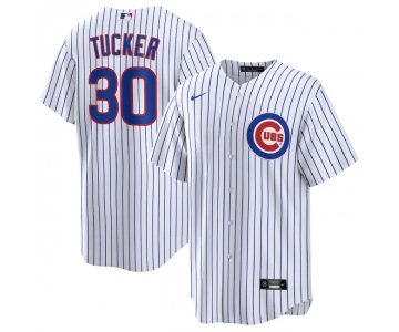 Men's Chicago Cubs #30 Kyle Tucker White 2024 Cool Base Stitched Baseball Jersey