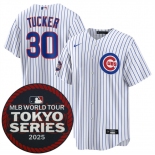 Men's Chicago Cubs #30 Kyle Tucker White 2025 World Tour Tokyo Series Home Stitched Baseball Jersey