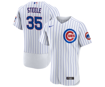 Mens Chicago Cubs #35 Justin Steele Nike White Home FlexBase Player Jersey