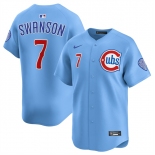 Men's Chicago Cubs #7 Dansby Swanson Blue 2024-25 2nd Alternate Limited Stitched Baseball Jersey