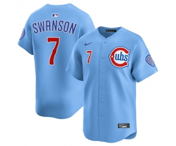 Men's Chicago Cubs #7 Dansby Swanson Blue 2024-25 2nd Alternate Limited Stitched Baseball Jersey