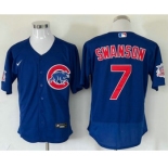 Men's Chicago Cubs #7 Dansby Swanson Blue Stitched MLB Flex Base Nike Jersey