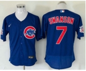 Men's Chicago Cubs #7 Dansby Swanson Blue Stitched MLB Flex Base Nike Jersey