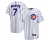 Men's Chicago Cubs #7 Dansby Swanson White Cool Base Stitched Baseball Nike Jersey