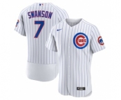 Men's Chicago Cubs #7 Dansby Swanson White Home Stitched MLB Flex Base Nike Jersey