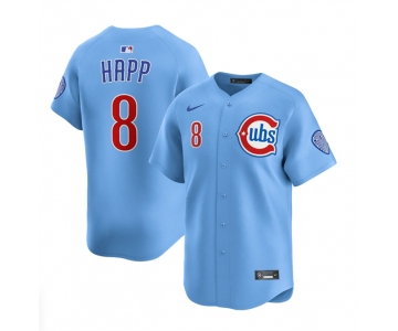 Men's Chicago Cubs #8 Ian Happ Blue 2024-25 2nd Alternate Limited Stitched Baseball Jersey