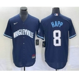 Men's Chicago Cubs #8 Ian Happ Navy City Connect Cool Base Stitched Baseball Jersey