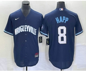 Men's Chicago Cubs #8 Ian Happ Navy City Connect Cool Base Stitched Baseball Jersey