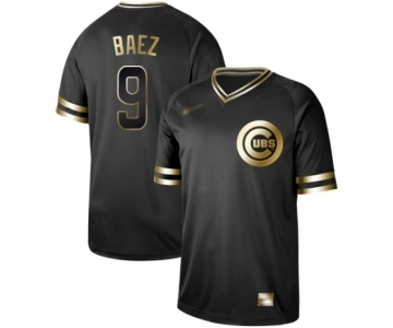 Men's Chicago Cubs #9 Javier Baez Authentic Black Gold Fashion Baseball Jersey