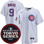 Men's Chicago Cubs #9 Miguel Amaya White 2025 World Tour Tokyo Series Home Stitched Baseball Jersey