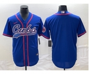 Men's Chicago Cubs Blank Blue Cool Base Stitched Baseball Jersey