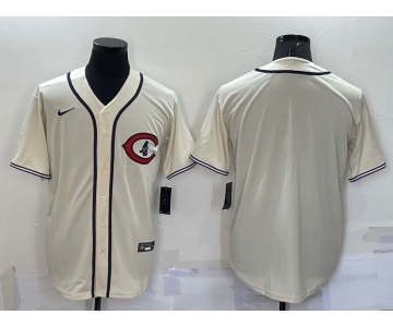 Men's Chicago Cubs Blank Cream Turn Back the Clock Stitched MLB Cooperstown Collection Nike Jersey