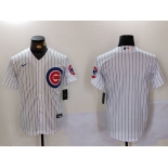 Men's Chicago Cubs Blank White With Patch Stitched Cool Base Nike Jersey