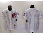 Men's Chicago Cubs Blank White With Patch Stitched Cool Base Nike Jersey