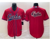 Men's Chicago Cubs Red Team Big Logo Cool Base Stitched Jersey