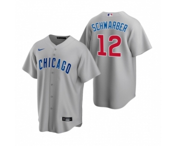 Men's Nike Chicago Cubs #12 Kyle Schwarber Gray Road Stitched Baseball Jersey