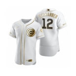 Men's Nike Chicago Cubs #12 Kyle Schwarber White 2020 Authentic Golden Edition Baseball Jersey