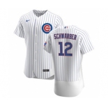 Men's Nike Chicago Cubs #12 Kyle Schwarber White Home 2020 Authentic Player Baseball Jersey