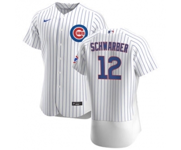 Men's Nike Chicago Cubs #12 Kyle Schwarber White Home 2020 Authentic Player Baseball Jersey