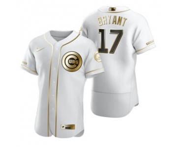 Men's Nike Chicago Cubs #17 Kris Bryant White 2020 Authentic Golden Edition Baseball Jersey