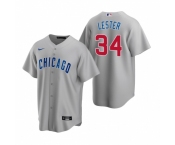 Men's Nike Chicago Cubs #34 Jon Lester Gray Road Stitched Baseball Jersey