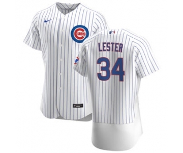 Men's Nike Chicago Cubs #34 Jon Lester White Home 2020 Authentic Player Baseball Jersey