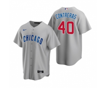 Men's Nike Chicago Cubs #40 Willson Contreras Gray Road Stitched Baseball Jersey