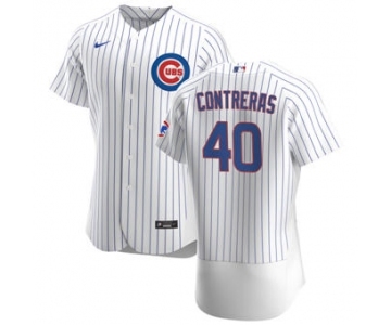 Men's Nike Chicago Cubs #40 Willson Contreras White Home 2020 Authentic Player Baseball Jersey