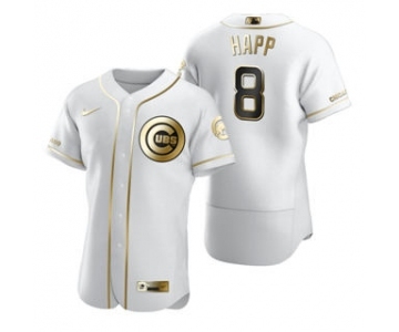 Men's Nike Chicago Cubs #8 Andre Dawson White 2020 Authentic Golden Edition Baseball Jersey