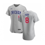 Men's Nike Chicago Cubs #8 Ian Happ Gray Road 2020 Authentic Team Baseball Jersey