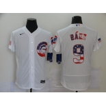 Men's Nike Chicago Cubs #9 Javier Baez White 2020 Stars & Stripes 4th of July Jersey