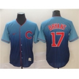 Men's Nike Cubs #17 Kris Bryant Royal Fade Stitched Baseball Jersey