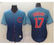 Men's Nike Cubs #17 Kris Bryant Royal Fade Stitched Baseball Jersey