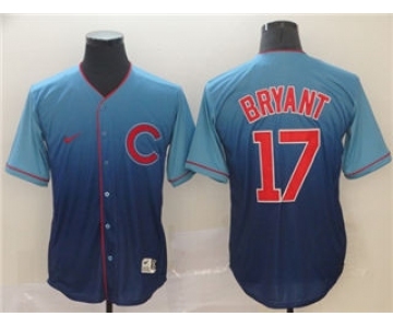 Men's Nike Cubs #17 Kris Bryant Royal Fade Stitched Baseball Jersey