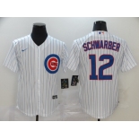 Nike Men's Chicago Cubs  #12 Kyle Schwarber White Authentic Cool Base Baseball Jersey