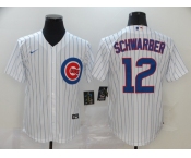 Nike Men's Chicago Cubs  #12 Kyle Schwarber White Authentic Cool Base Baseball Jersey