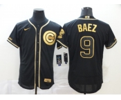 Nike Men's Chicago Cubs #9 Javier Baez Black Retro gold font Fashion Flex Base Authentic Baseball Jersey