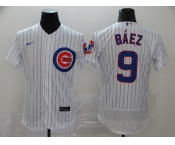 Nike Men's Chicago Cubs #9 Javier Baez White Home Flex Base Authentic Collection Baseball Jersey