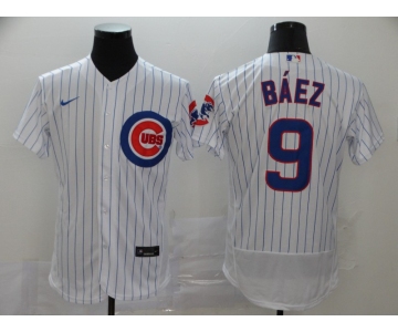 Nike Men's Chicago Cubs #9 Javier Baez White Home Flex Base Authentic Collection Baseball Jersey