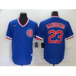 Nike Men's Mitchell and Ness Chicago Cubs #23 Ryne Sandberg Authentic Blue Throwback MLB Jersey