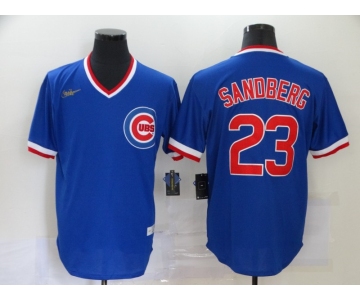 Nike Men's Mitchell and Ness Chicago Cubs #23 Ryne Sandberg Authentic Blue Throwback MLB Jersey