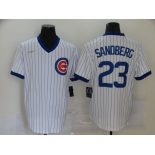 Nike Men's Mitchell and Ness Chicago Cubs #23 Ryne Sandberg Authentic White Throwback MLB Jersey