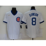 Nike Men's Mitchell and Ness Chicago Cubs #8 Andre Dawson Authentic White Throwback MLB Jersey