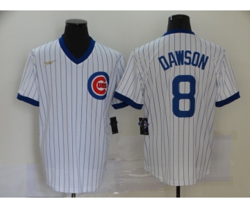 Nike Men's Mitchell and Ness Chicago Cubs #8 Andre Dawson Authentic White Throwback MLB Jersey